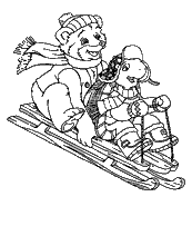 coloriage Franklin  et martin font de la luge